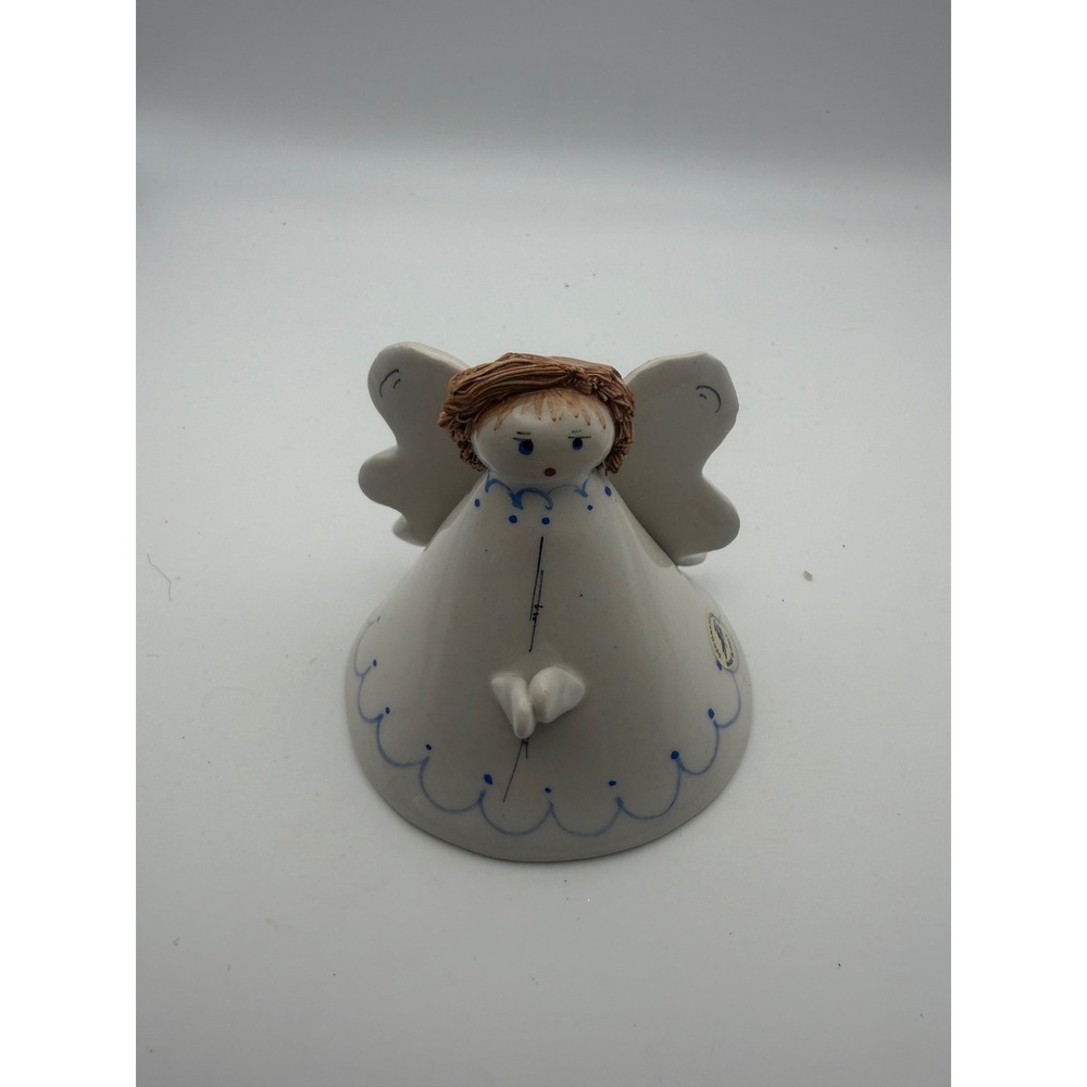 Zampiva Italy Hand Painted Ceramic Angel Bell Figurine Signed Collectible